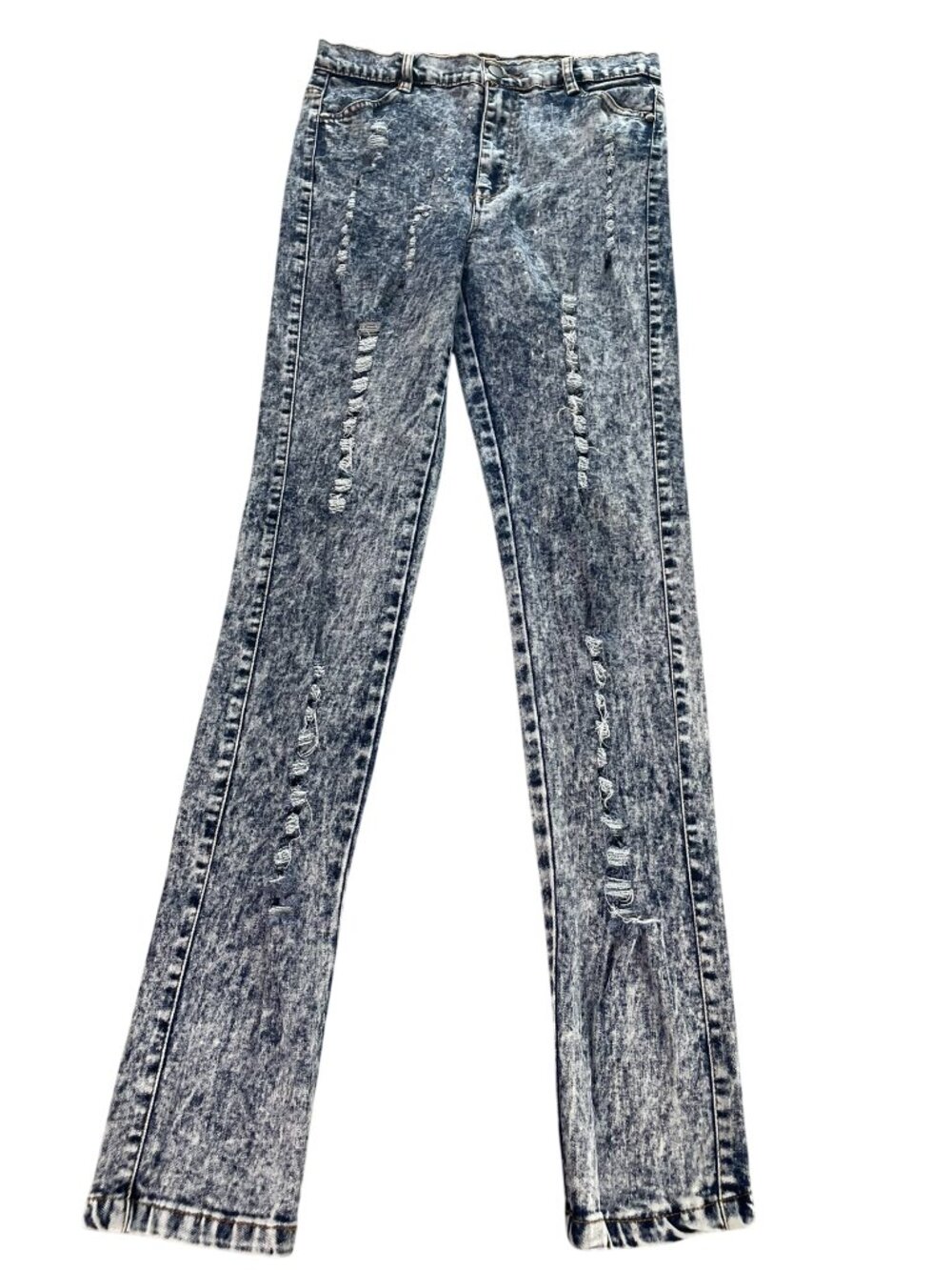 36 Point 5 Women's Size L Acid Wash Ripped Distressed Skinny Jeans Blue Y2K